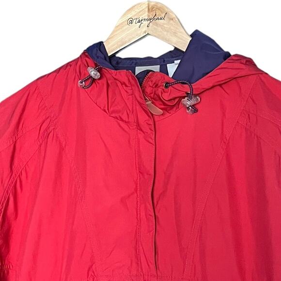 Title Nine tomato red rain jacket hood water resistant Large - Picture 2 of 11